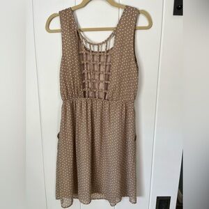 Band of Gypsies Tan Backless Dress with White Dots